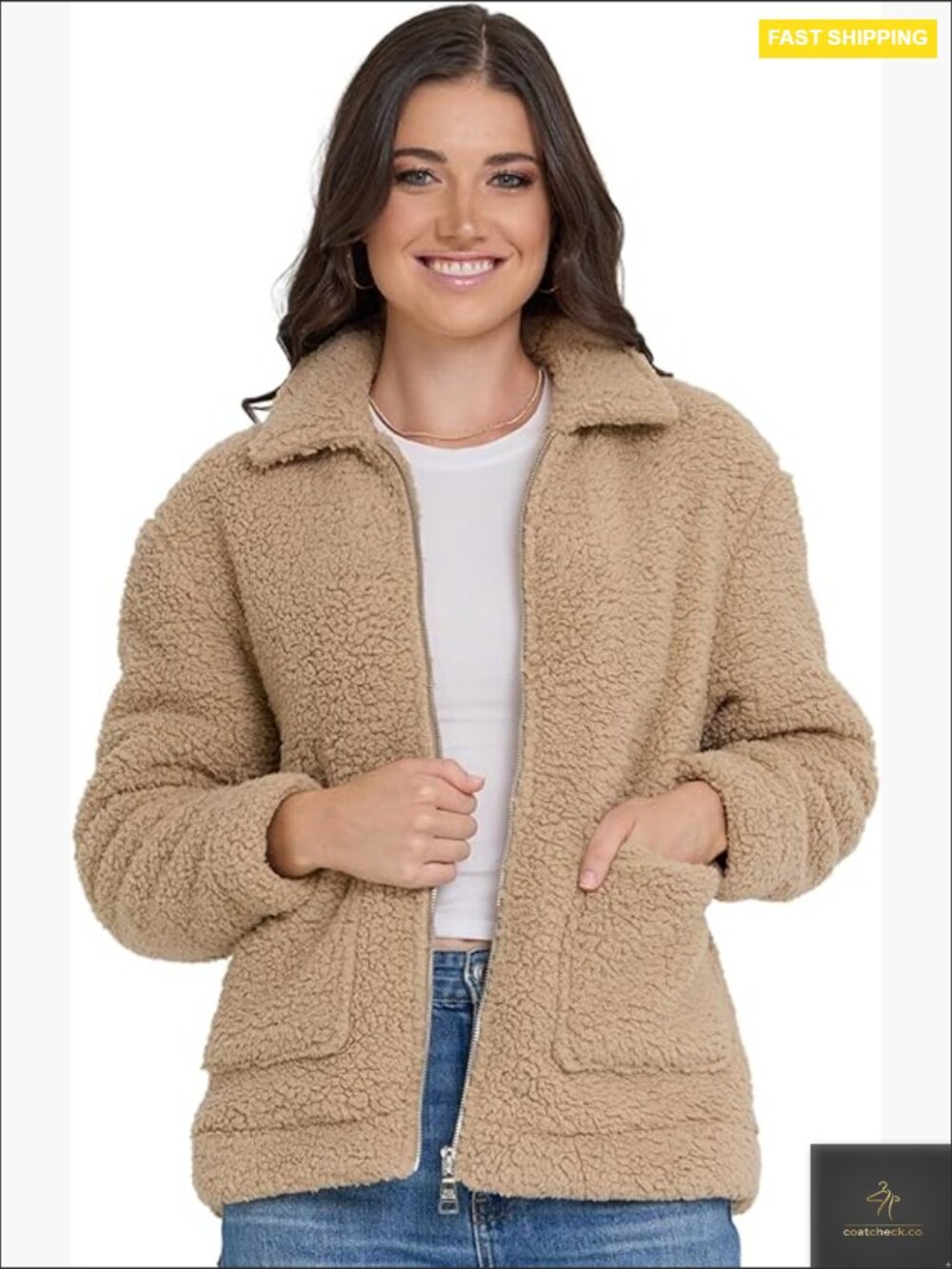 Oversized Sherpa Jacket Faux Fur Winter Coat Quilted Classic Chic